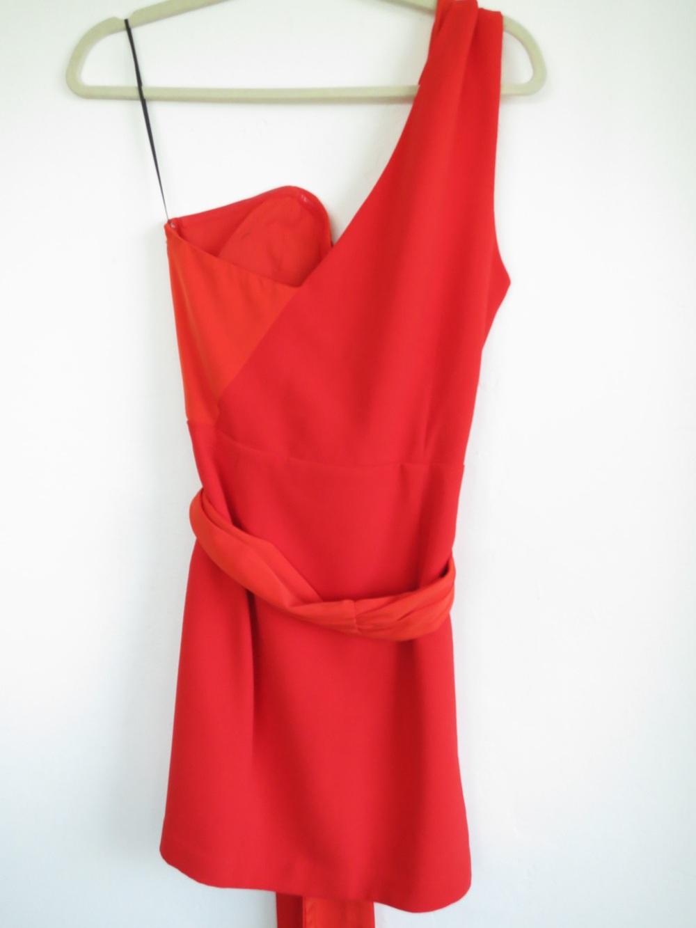 NBD Bright Red-Orange One-Shoulder Mini Dress - Picture 7 of 14